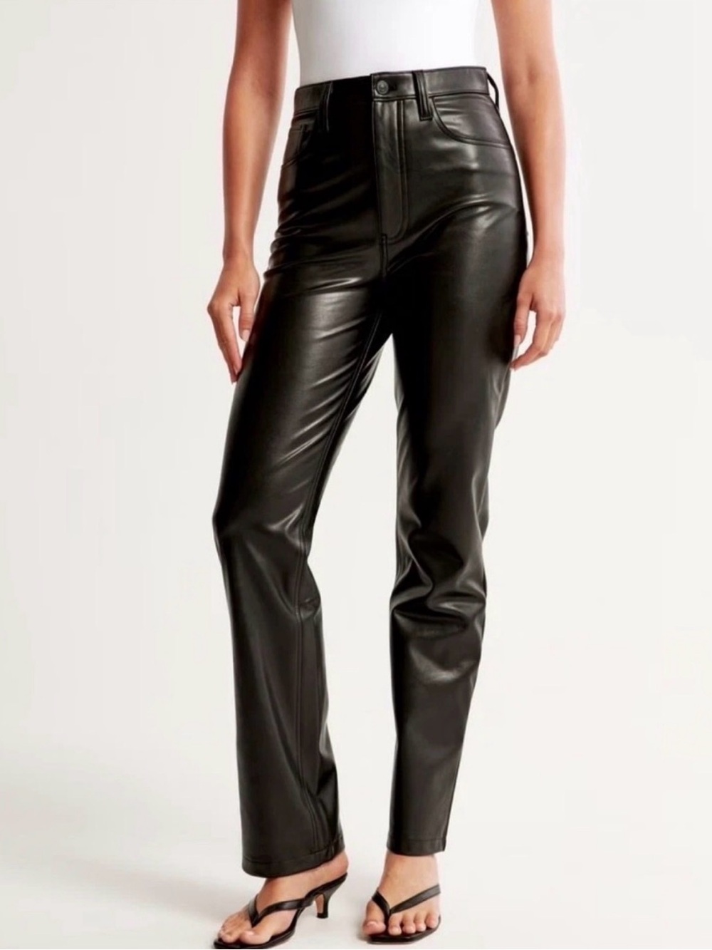 Abercrombie & Fitch 90s Straight Leg Vegan Leather Pants  10 Petite NWT